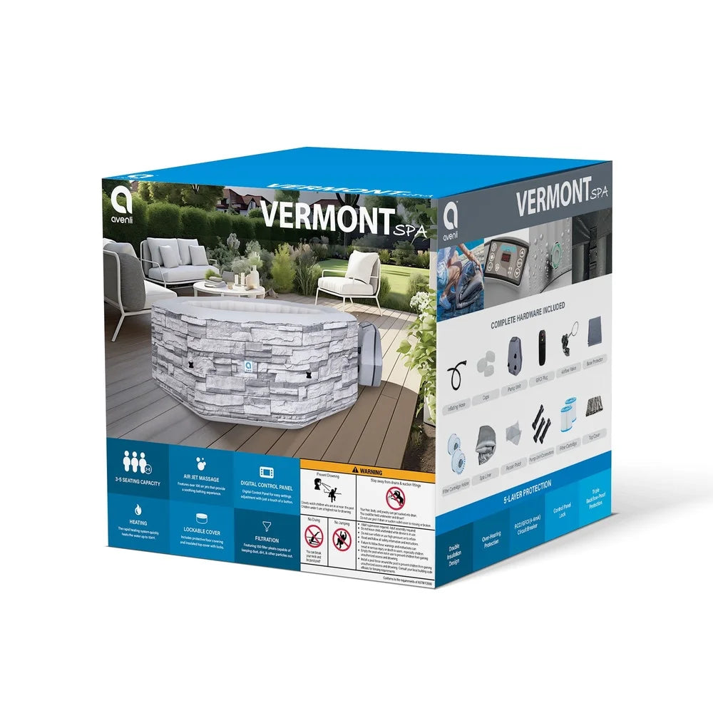 Inflatable Hot Tub 3-5 Person Heating to 104°F Digital Control