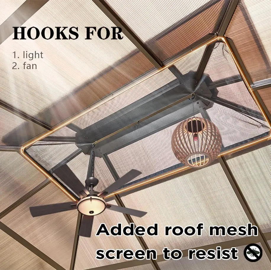 10'x13' Hardtop Gazebo, Outdoor Double Roof Canopy