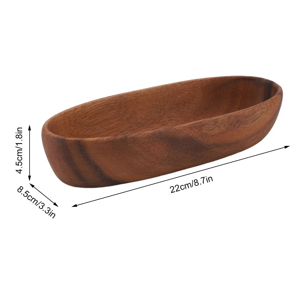 Elegant Wooden Bowl Boat Shaped Handcrafted Serving Bowl