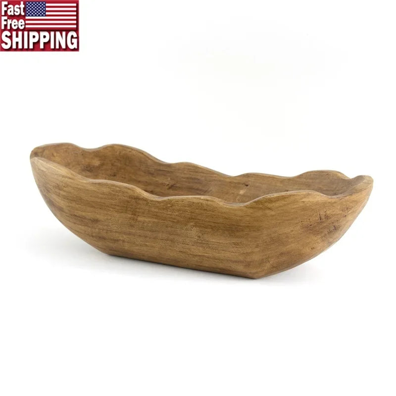 Indoor Decorative Dough Bowl Carved Wood