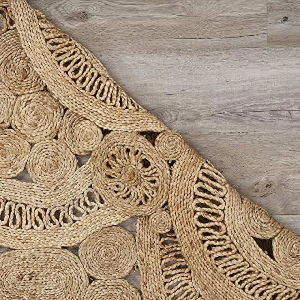 Natural Braided Jute Round Area Rug Handmade Indoor Carpet