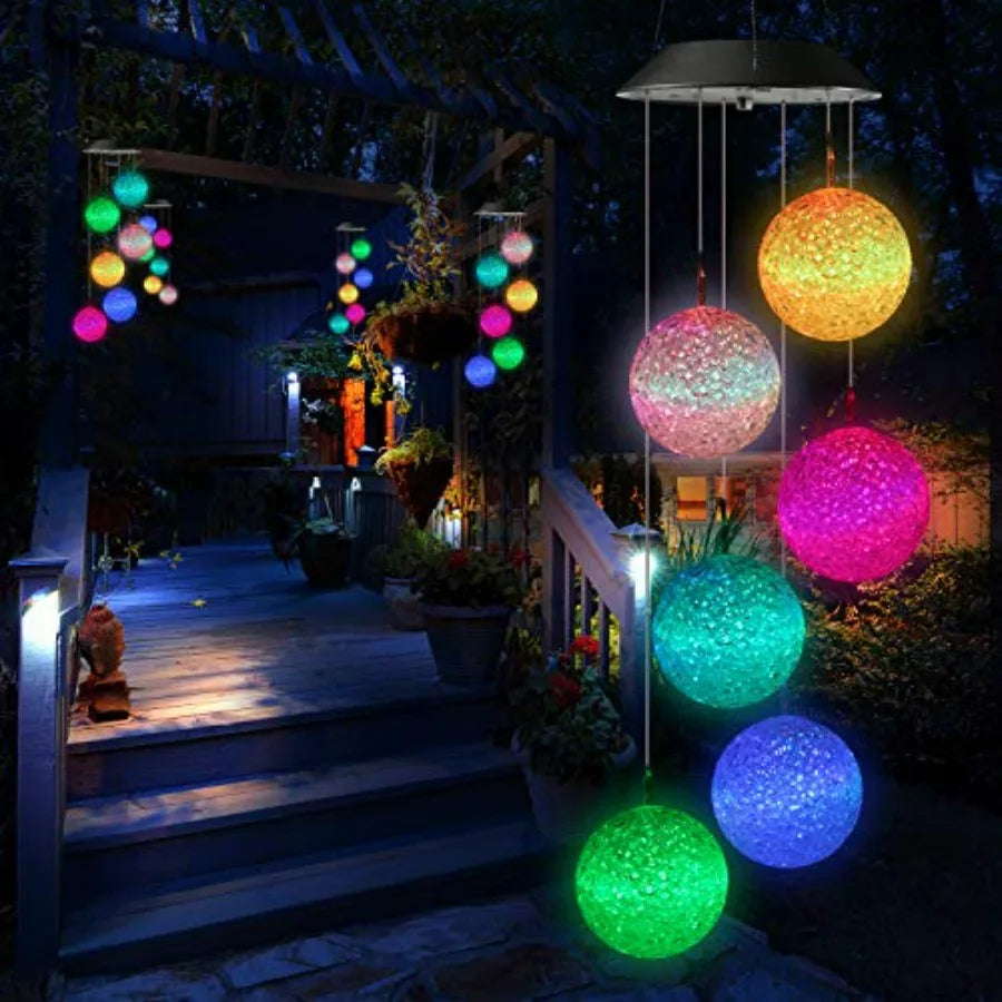 Solar Wind Chime, Color Changing Ball Wind Chimes, LED Mobile