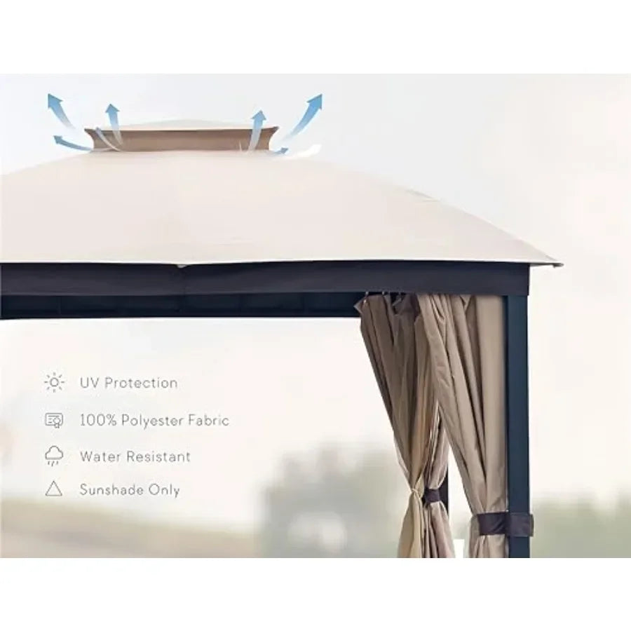 Patio Gazebo Heavy Duty Double Roofs Anti-UV Shelter
