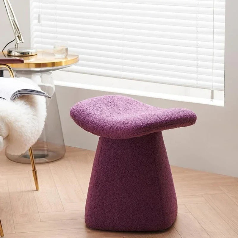 Nordic Ottoman Sitting Pouf Stool - Wooden Vanity Chair