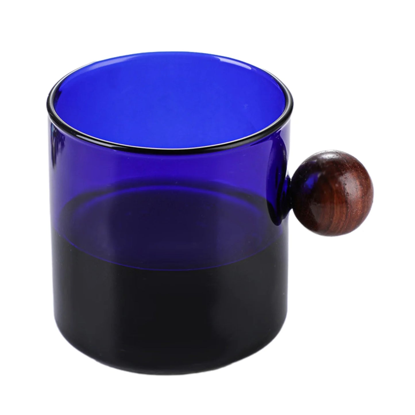 Colorful Glass Coffee Mugs With Wooden Ball Handle 120/200ml