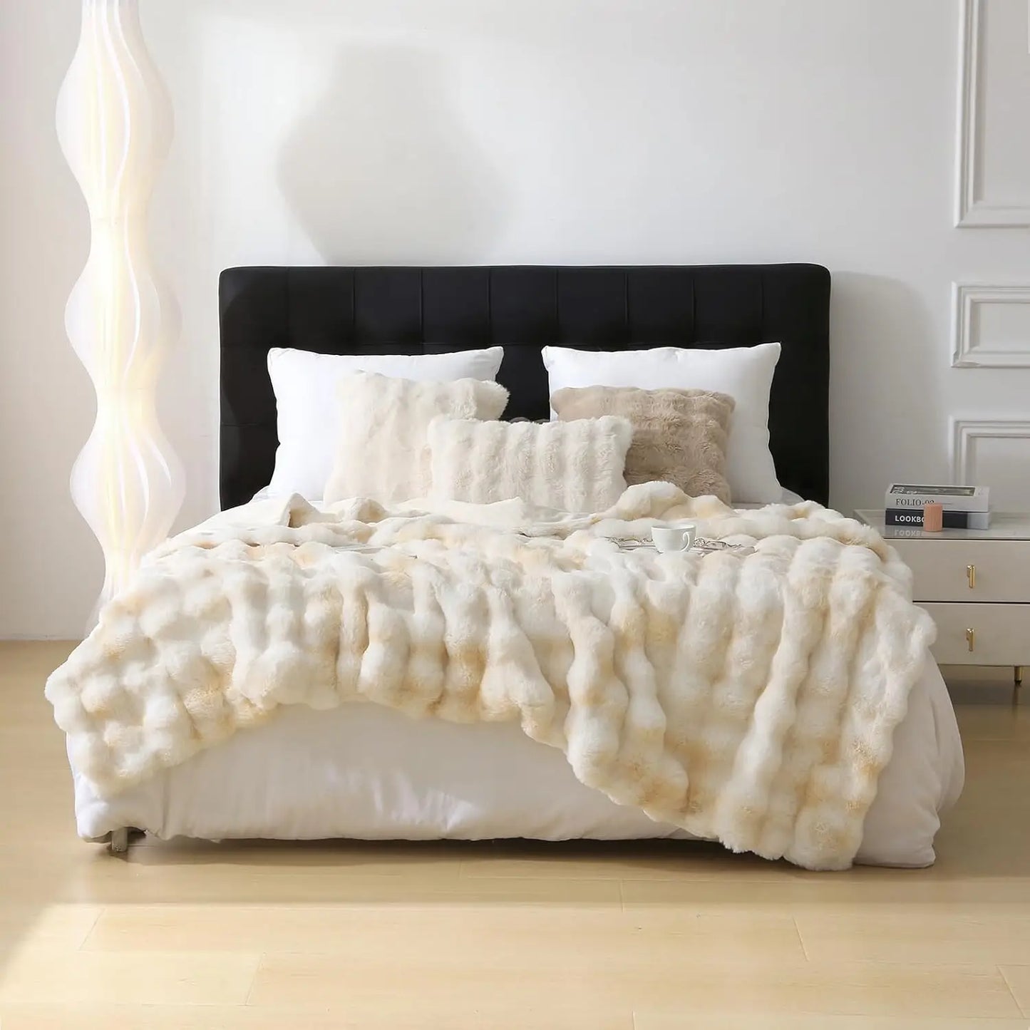 Faux Fur Throw Blanket Tie-Dye Khak- Super Soft & Cozy 6LBS