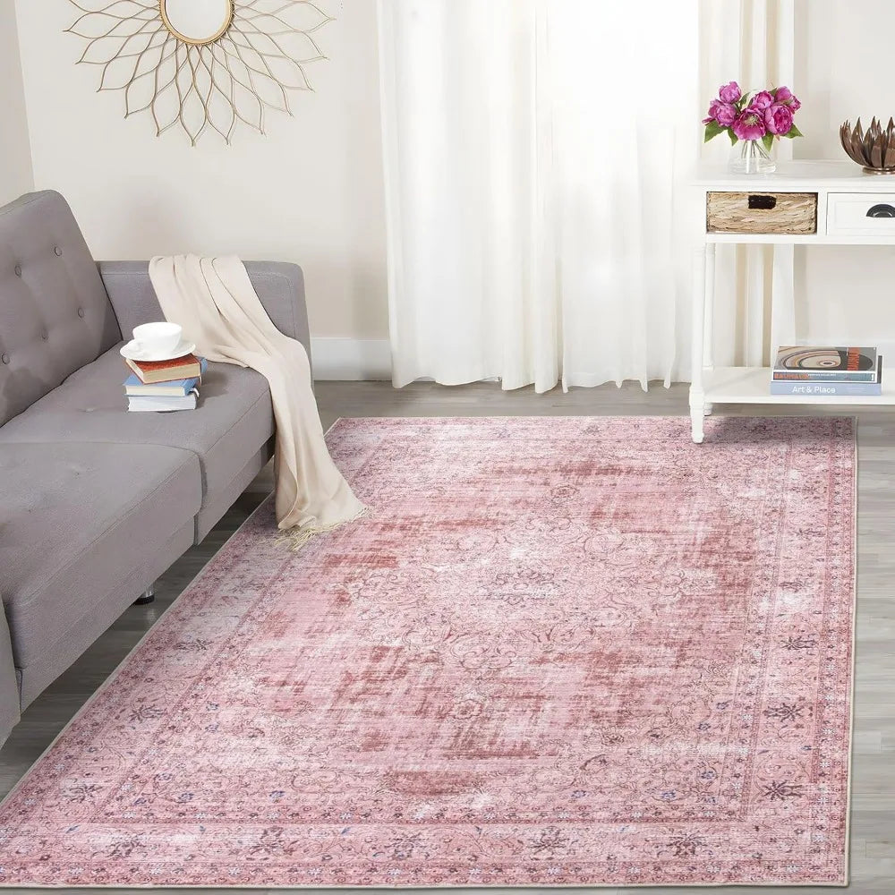 Washable Area Rugs 8x10ft, Foldable Large Carpet