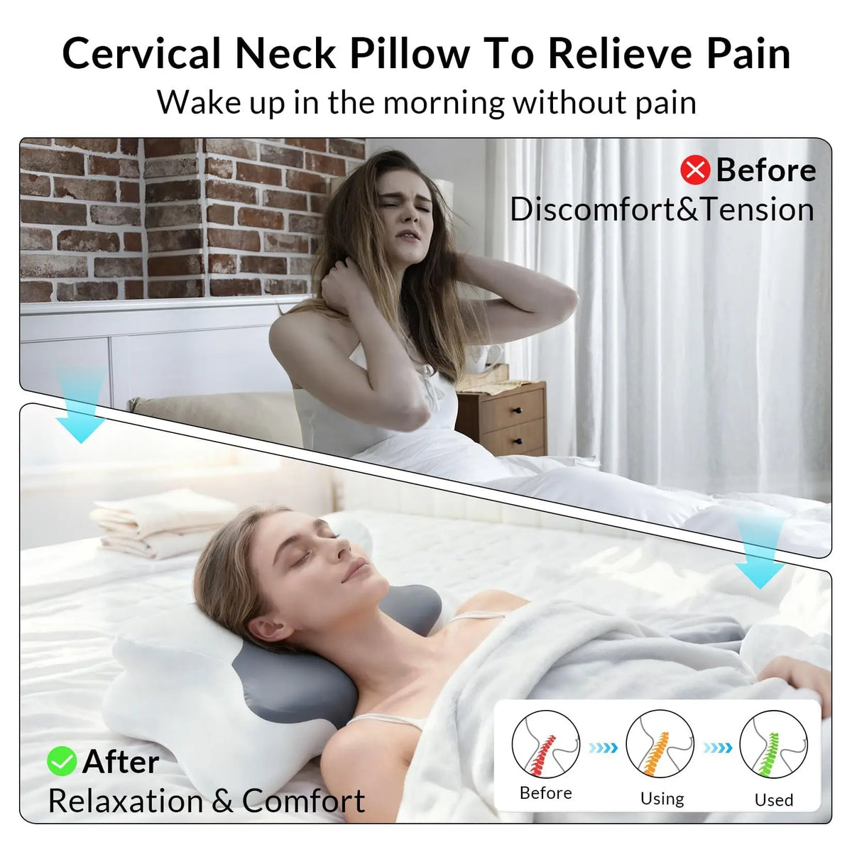 Ergonomic Memory Foam Cervical Pillow for Neck Pain Relief – 4-Zone Support