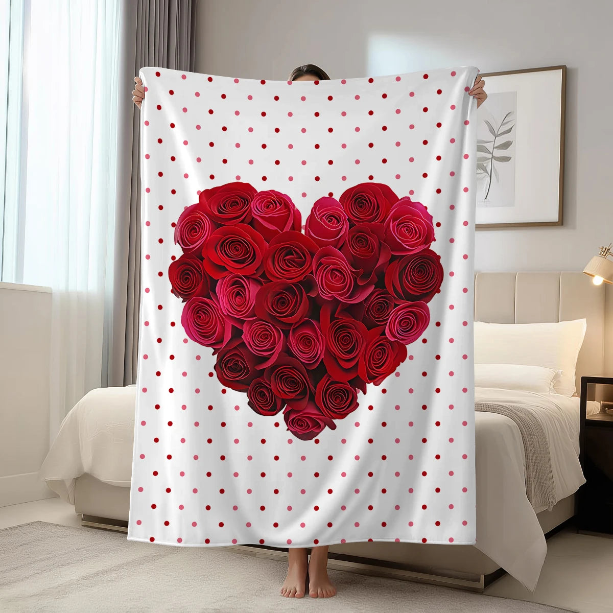 1pc blanket, ultra soft and comfortable heart-shaped rose