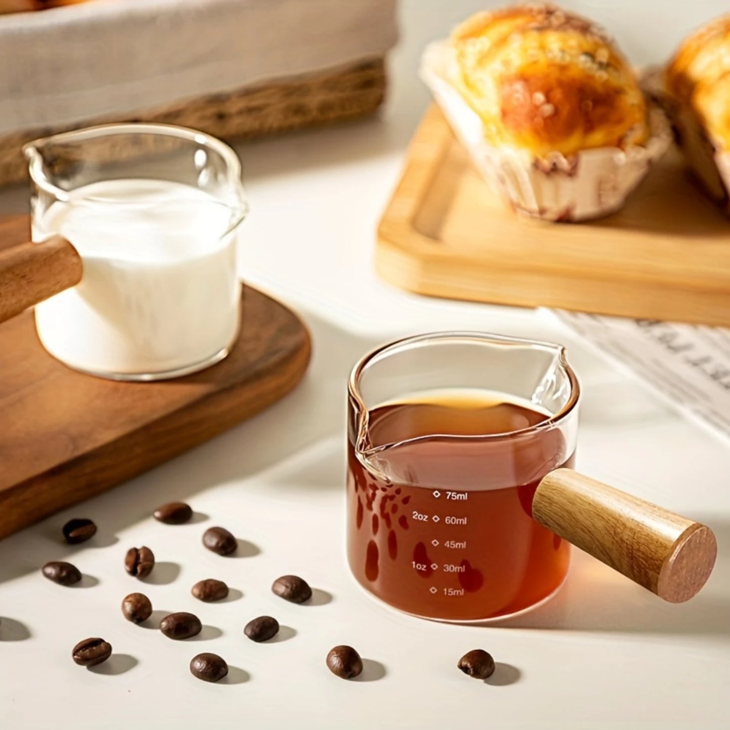 100ML Wooden Handle Milk Can, Cup for Espresso