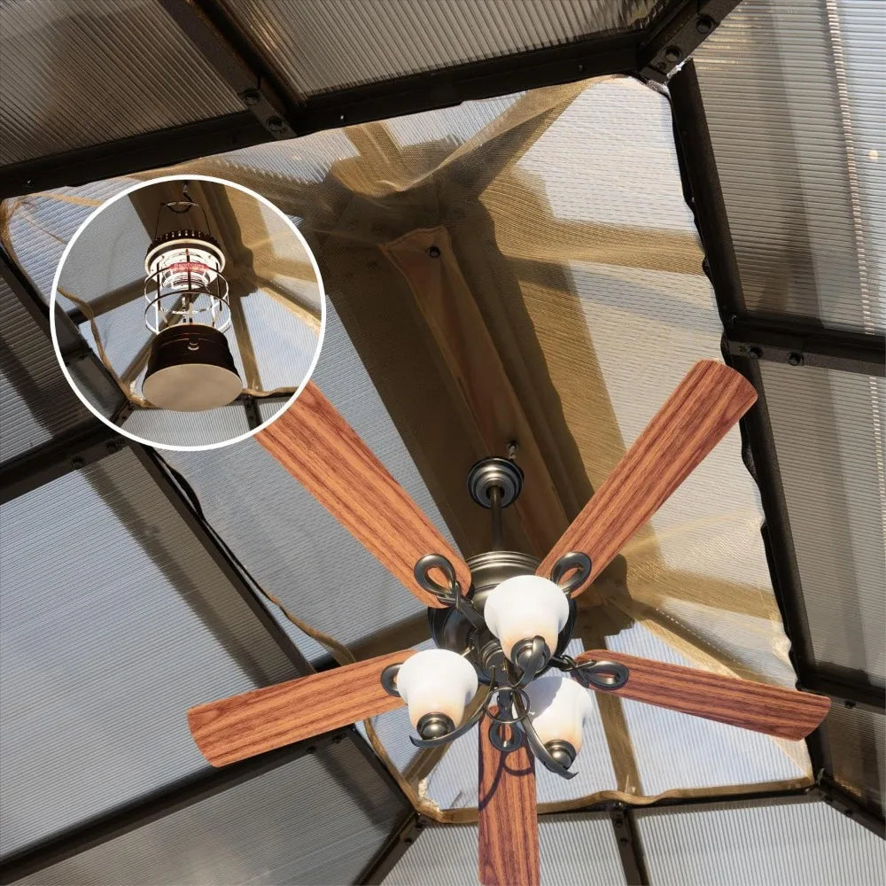 10’x12’ Hardtop Gazebo, Double Roof Patio Aluminum Frame