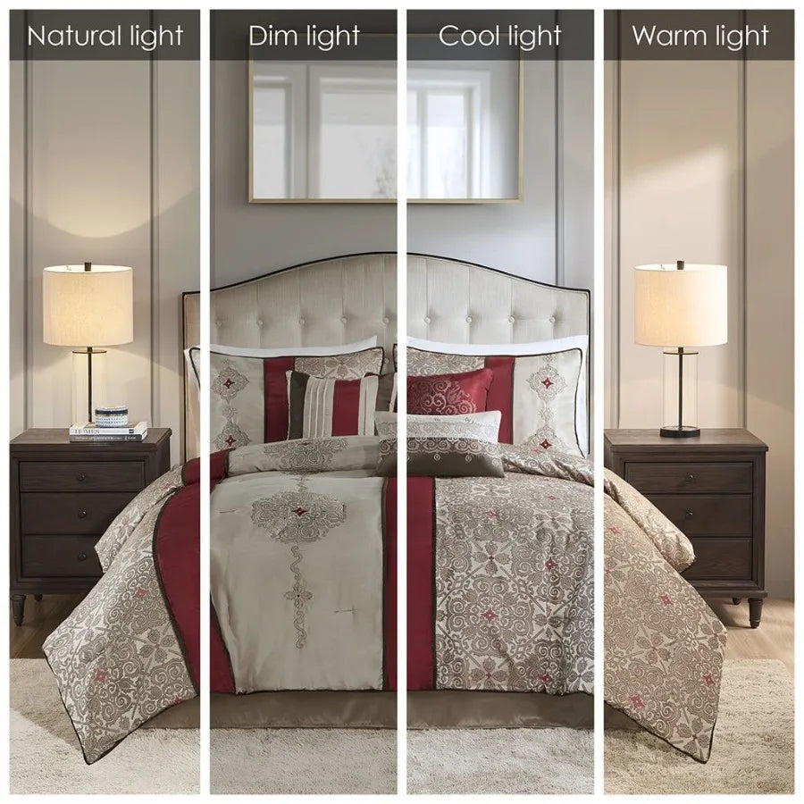 7 Piece Jacquard Comforter Set with Throw Pillows