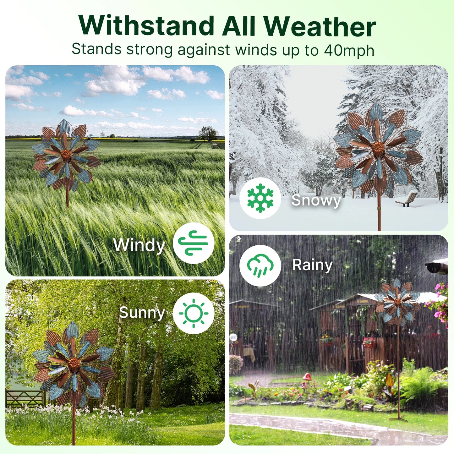 Wind Spinners Outdoor, 84" Large Metal Kinetic Wind 2 Pcs Flag