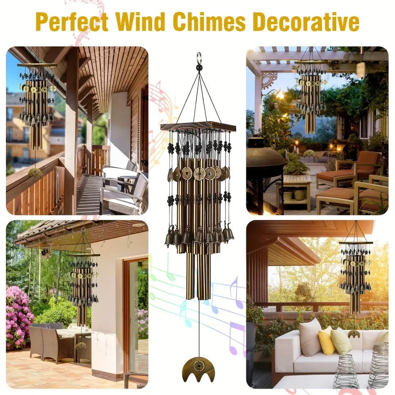Wind Chimes Handmade Natural Wooden & Metal Aluminum Tube