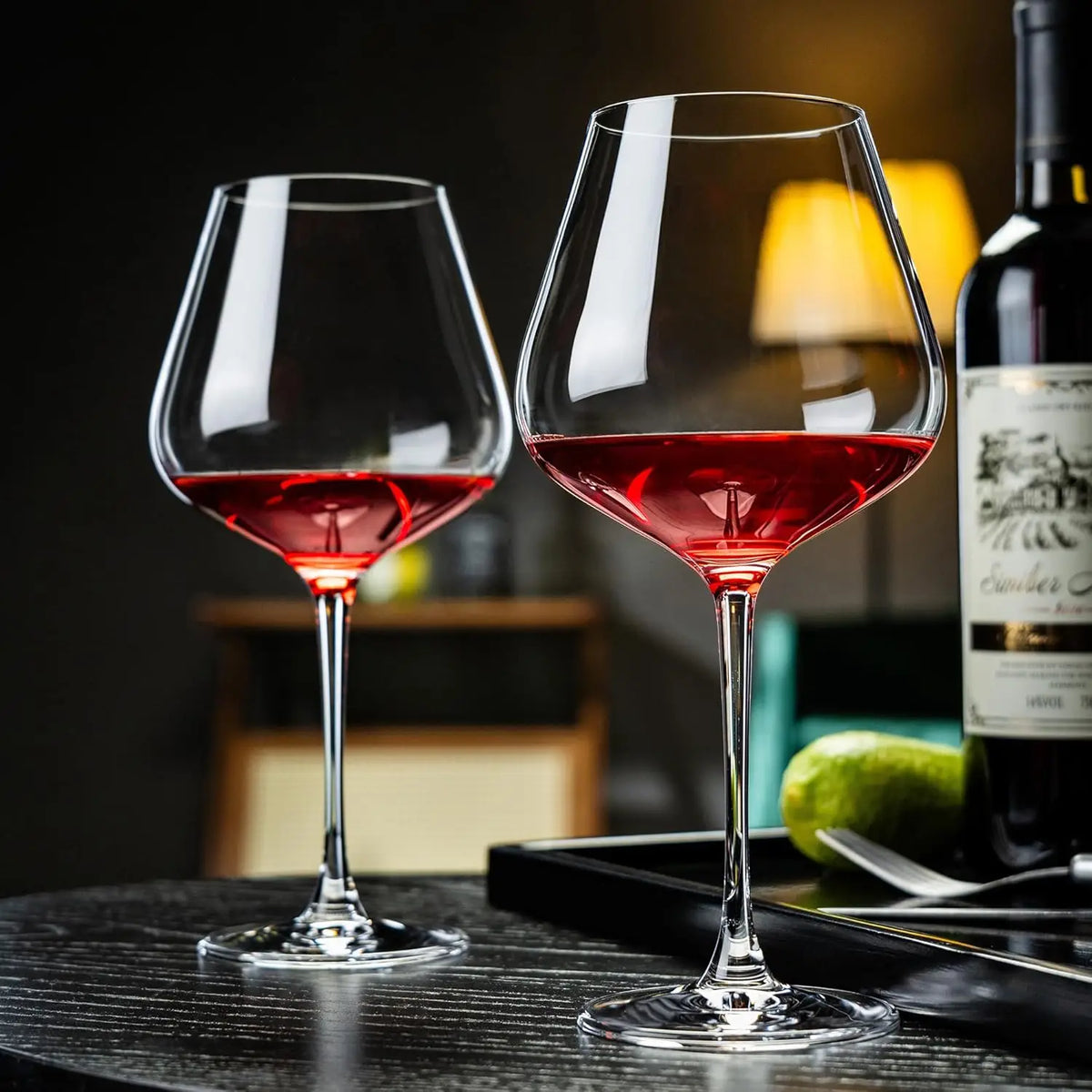 Hand Blown Red Wine Glasses Set of 4,23 oz Crystal Long Stem,Lead-Free