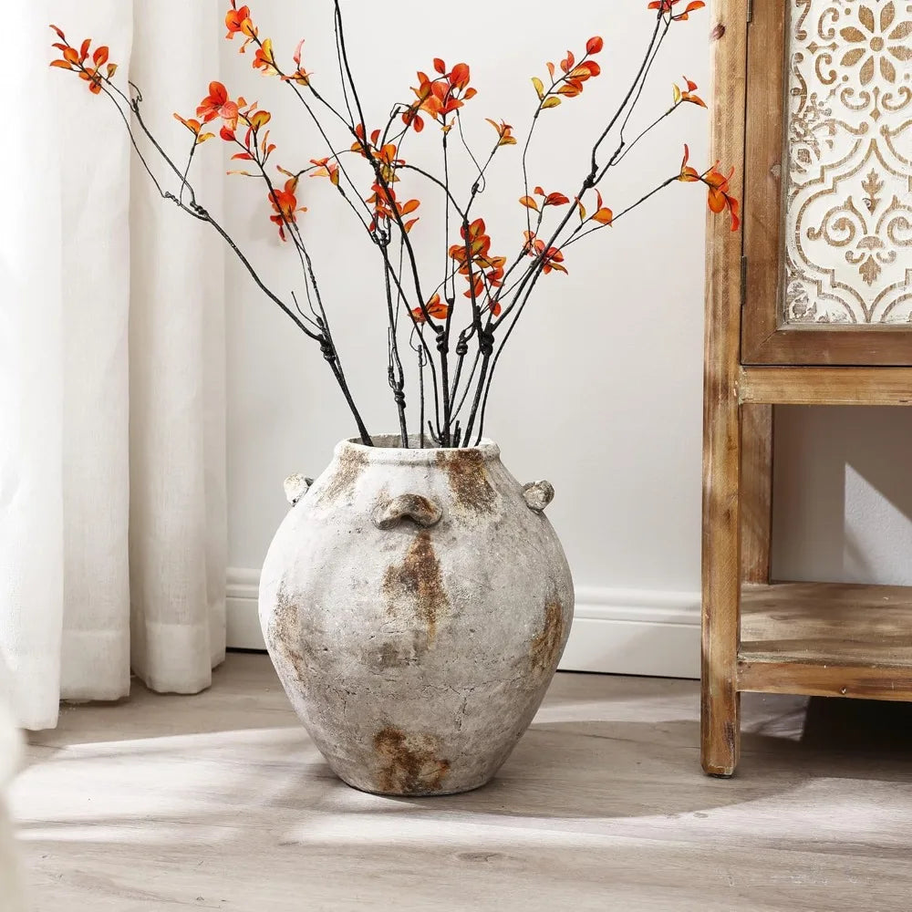Ceramic Flower Vase12'' Mottled Brown and White Vase