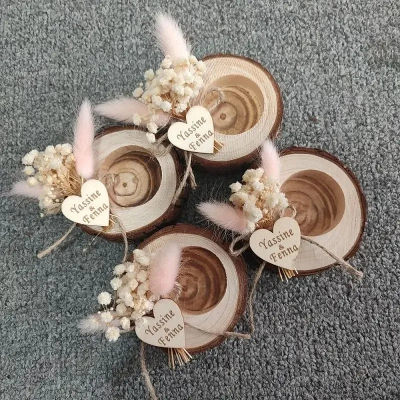 Personalized Wood Candle Holder Favor Tag, Rustic Wedding Favor