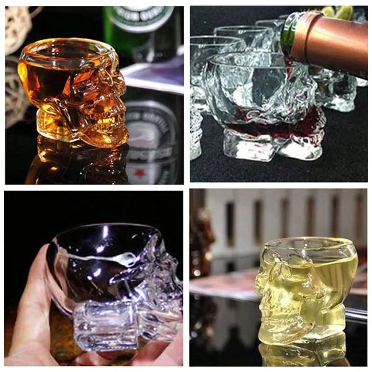 Skull Head Designed Clear Glass Cup Beer Cocktail Red Wine Cups