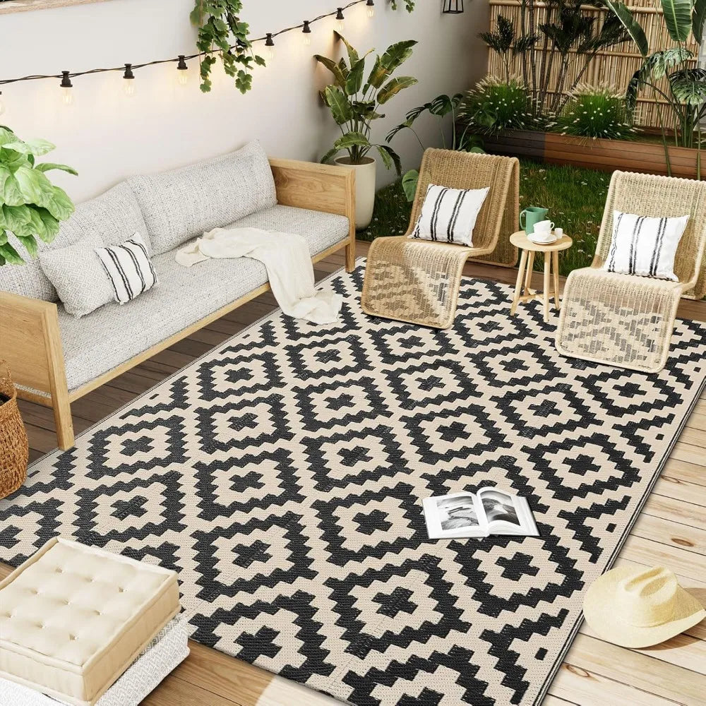 Waterproof Outdoor Rug 5x8 ft, Outdoor Plastic Straw Rug