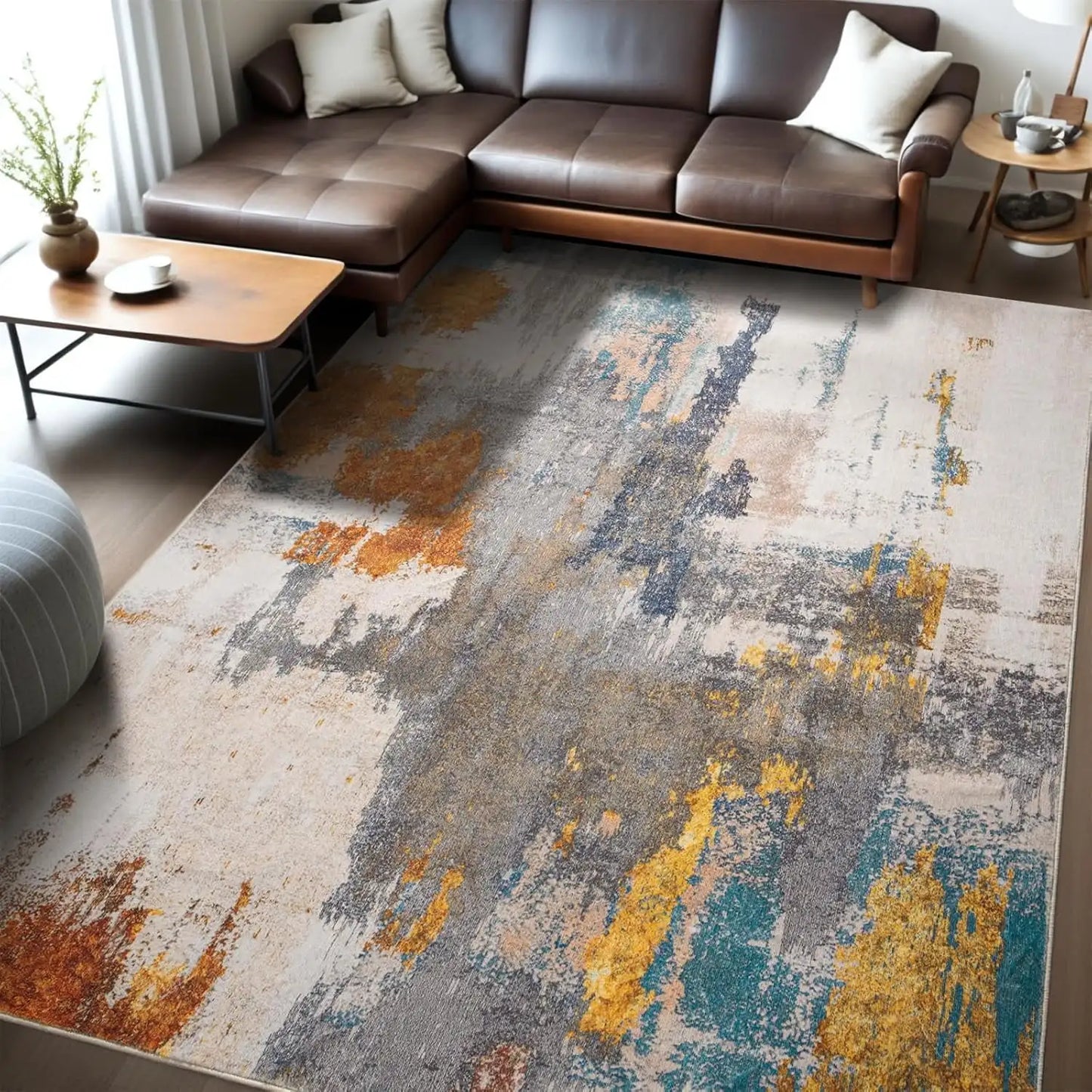 Area Rugs Machine Washable Non-Slip Rubber Backing