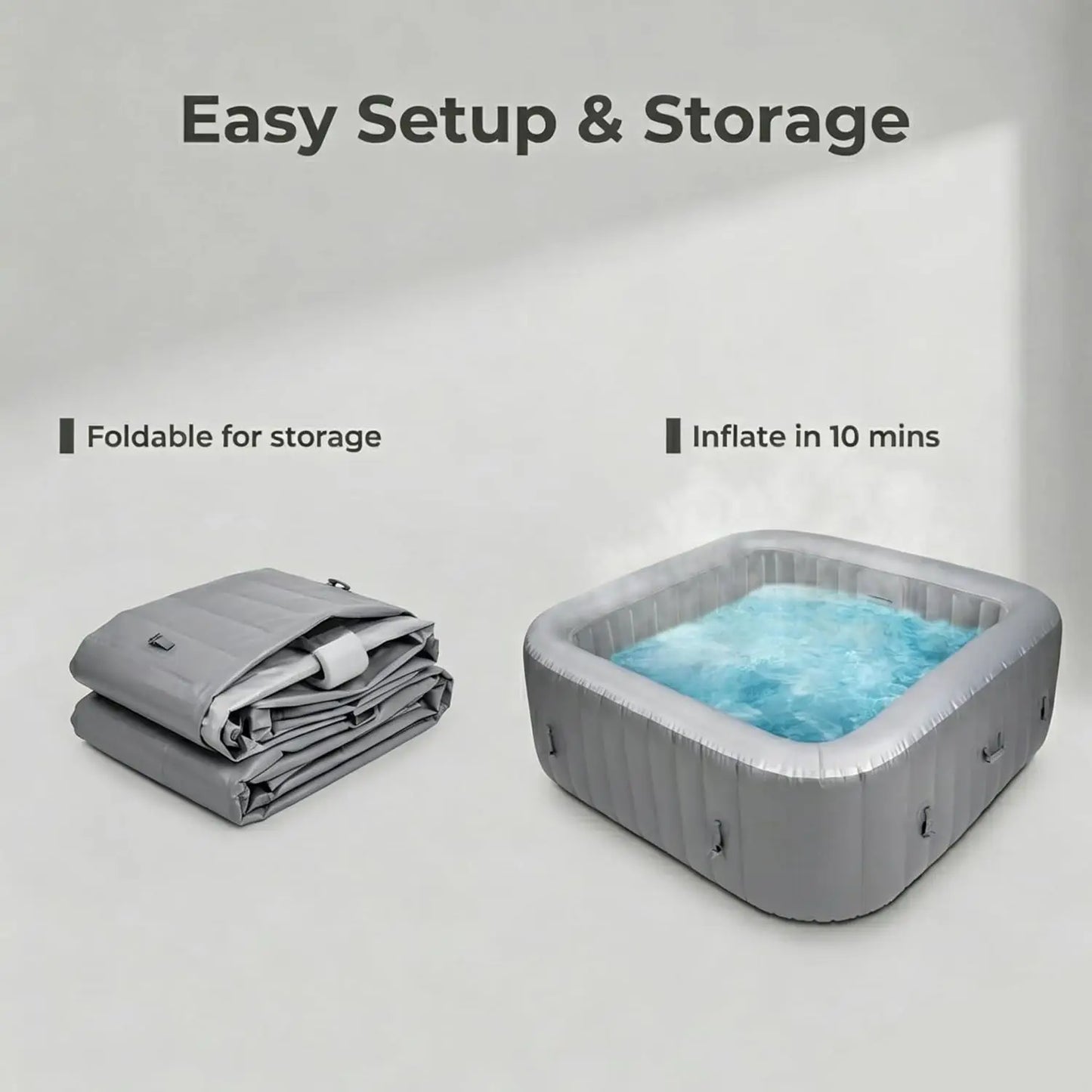 Inflatable Hot Tub 4 6 Person Square Portable 72 8 x 72 8 x 25 6