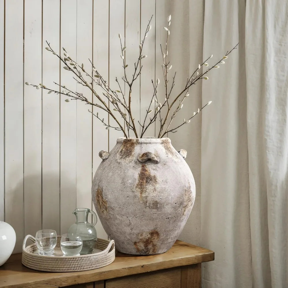 Ceramic Flower Vase12'' Mottled Brown and White Vase