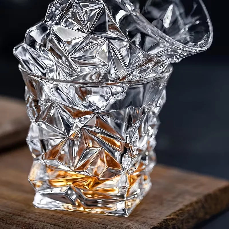 Set of 4 Diamond Whiskey Glasses Suitable for Bourbon, Scotch & Liquor