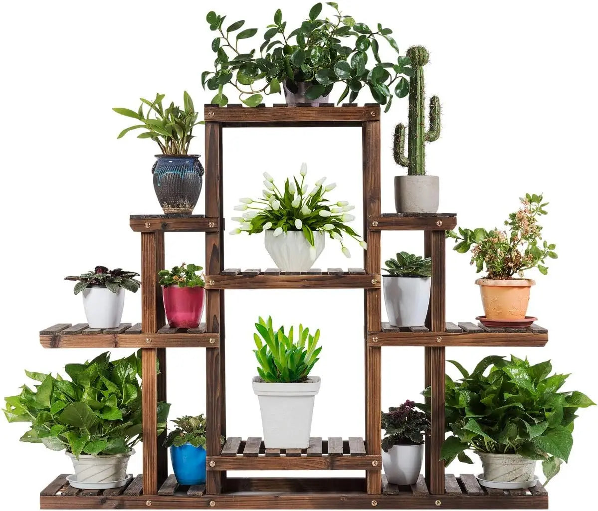 Wood Plant Stand Wood Shelves Indoor Outdoor Rack Bookshelf