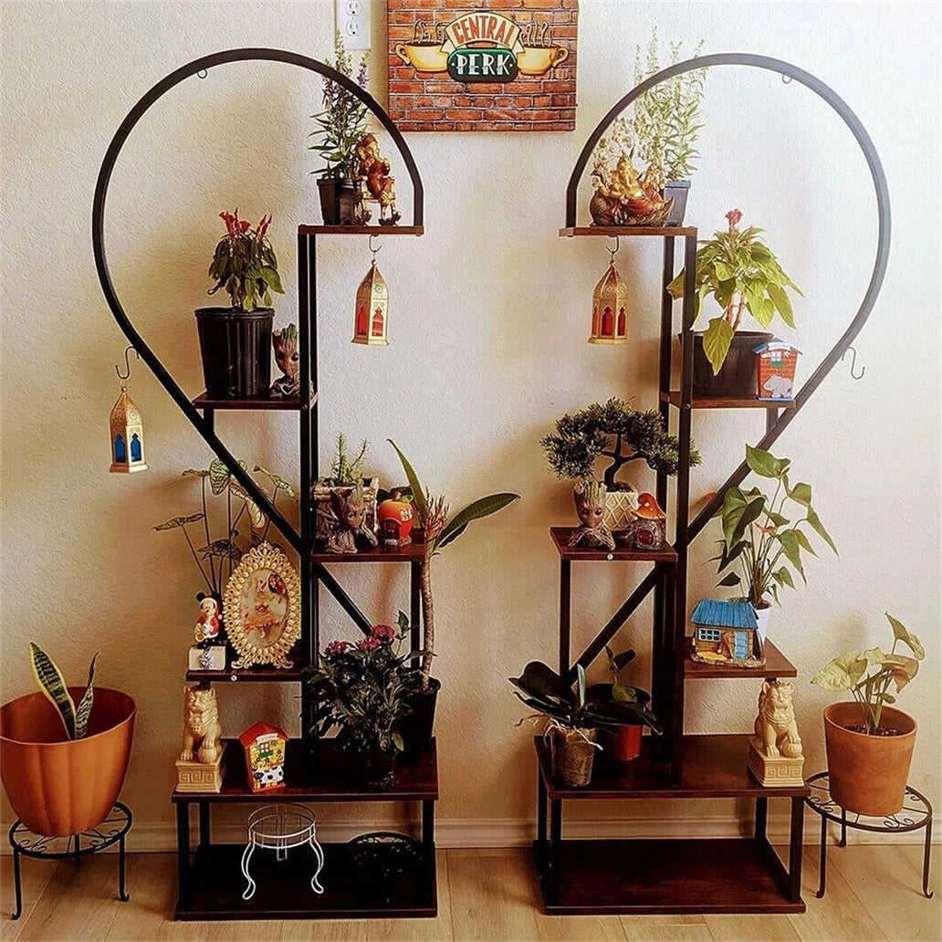 Plant Stand Half Heart Shaped Multiple Planter Rack