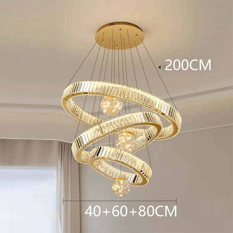 Modern home decoration crystal chandelier, stair Pendant lamp, living room Pendant lights, interior lighting