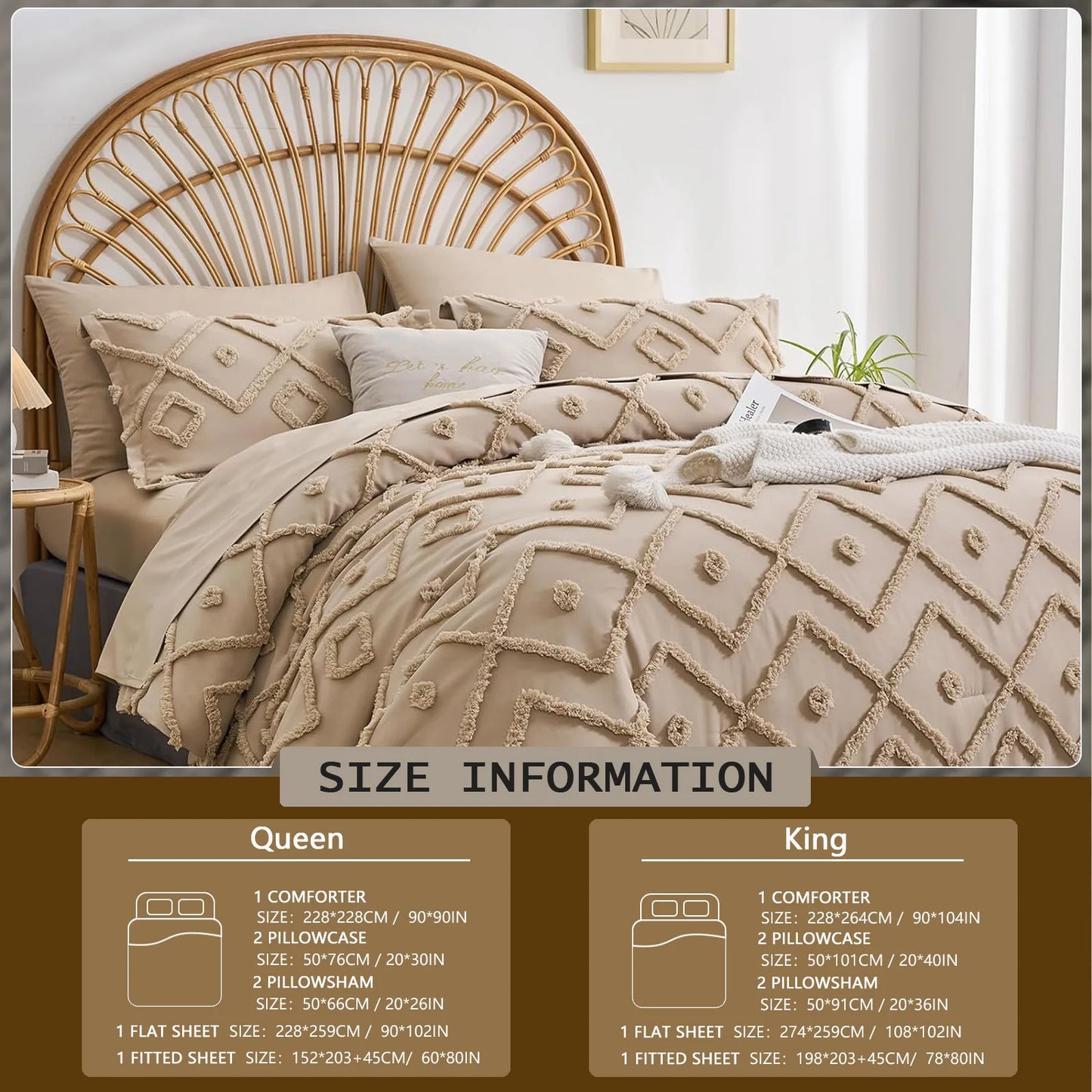 7 Pcs solid color tufted quilt set, microfiber soft and lightweight