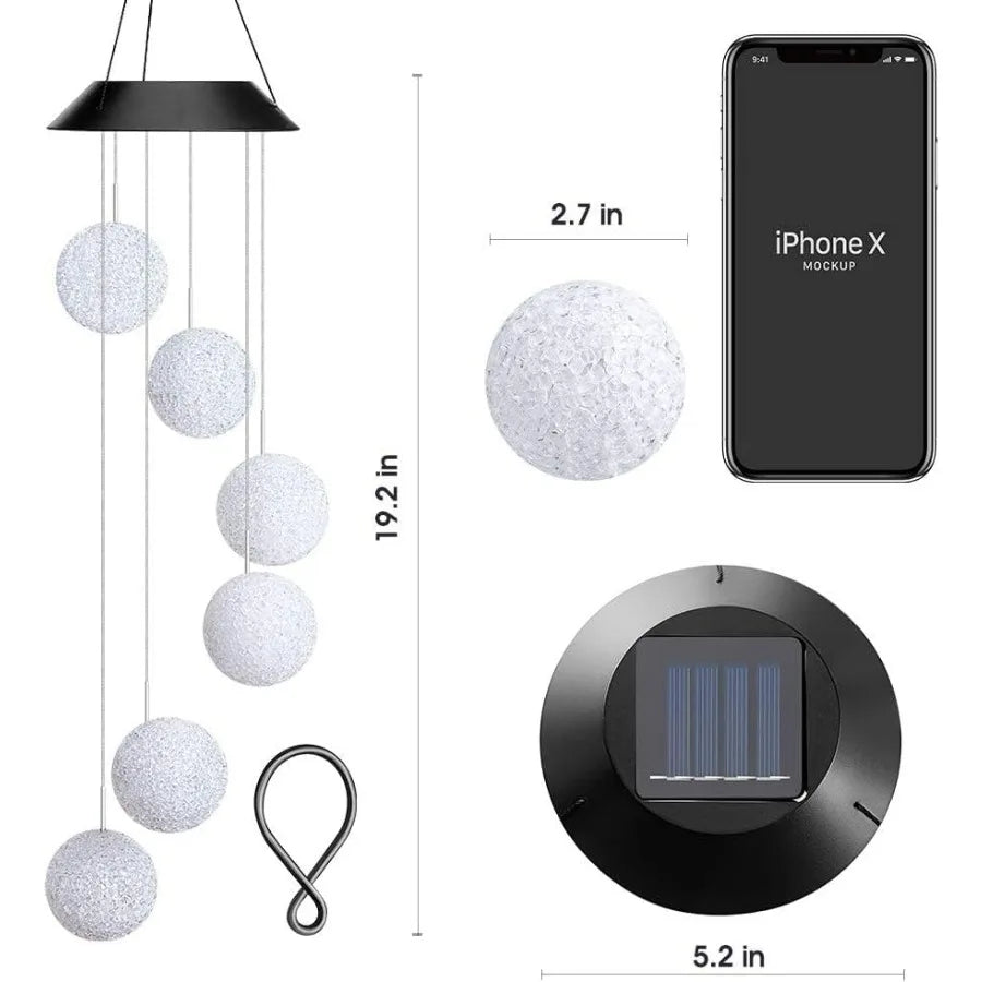 Color Changing Solar Power Wind Chime Crystal Ball Wind Chime