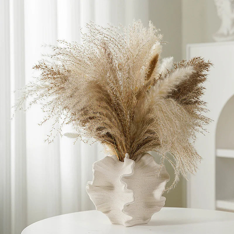 Ceramic Coral Vase Beige Matte Container