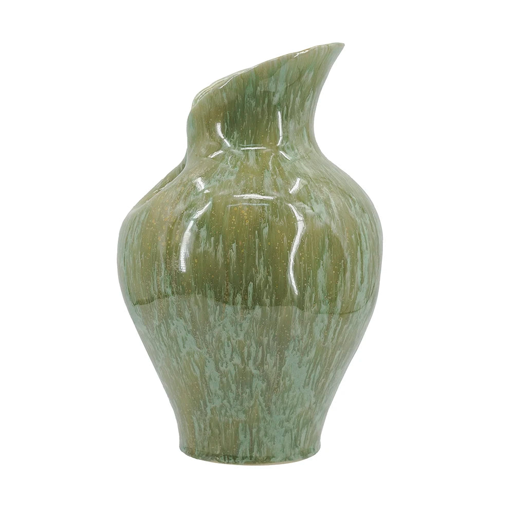 D7.9x11.8" Sage Office Green Sculptural Ceramic Vase