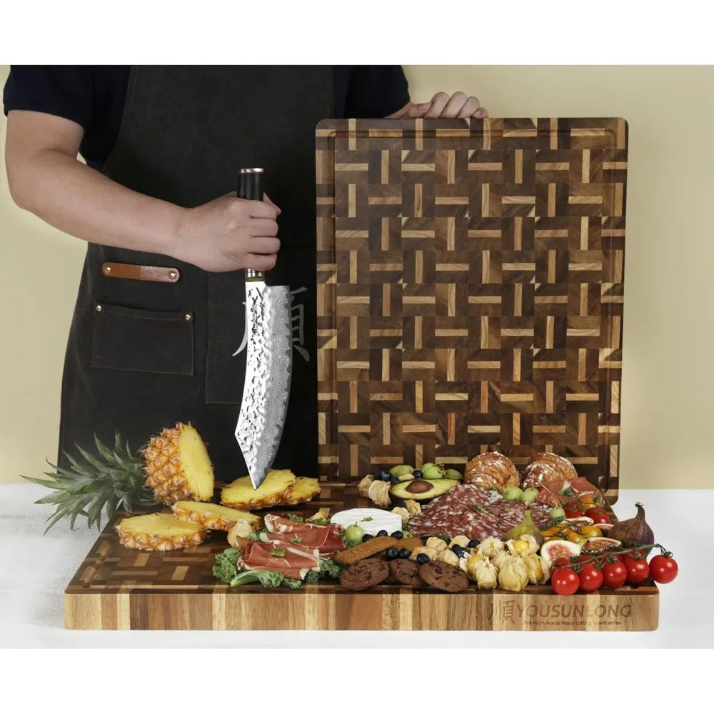 Cutting Board XXL Large Acacia Wood Mixed With Oak - 24x18x1.5 Inch -