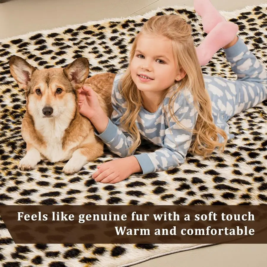 Leopard Rug 5.2x7 Faux Animal Print Skin Cheetah