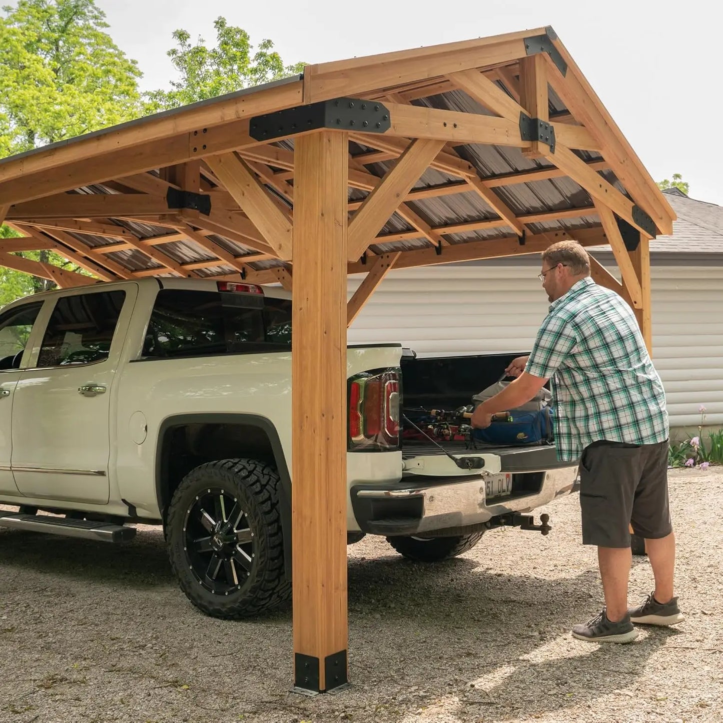 20 ft. x 12 ft. All Cedar Wooden Carport Pavilion Gazebo