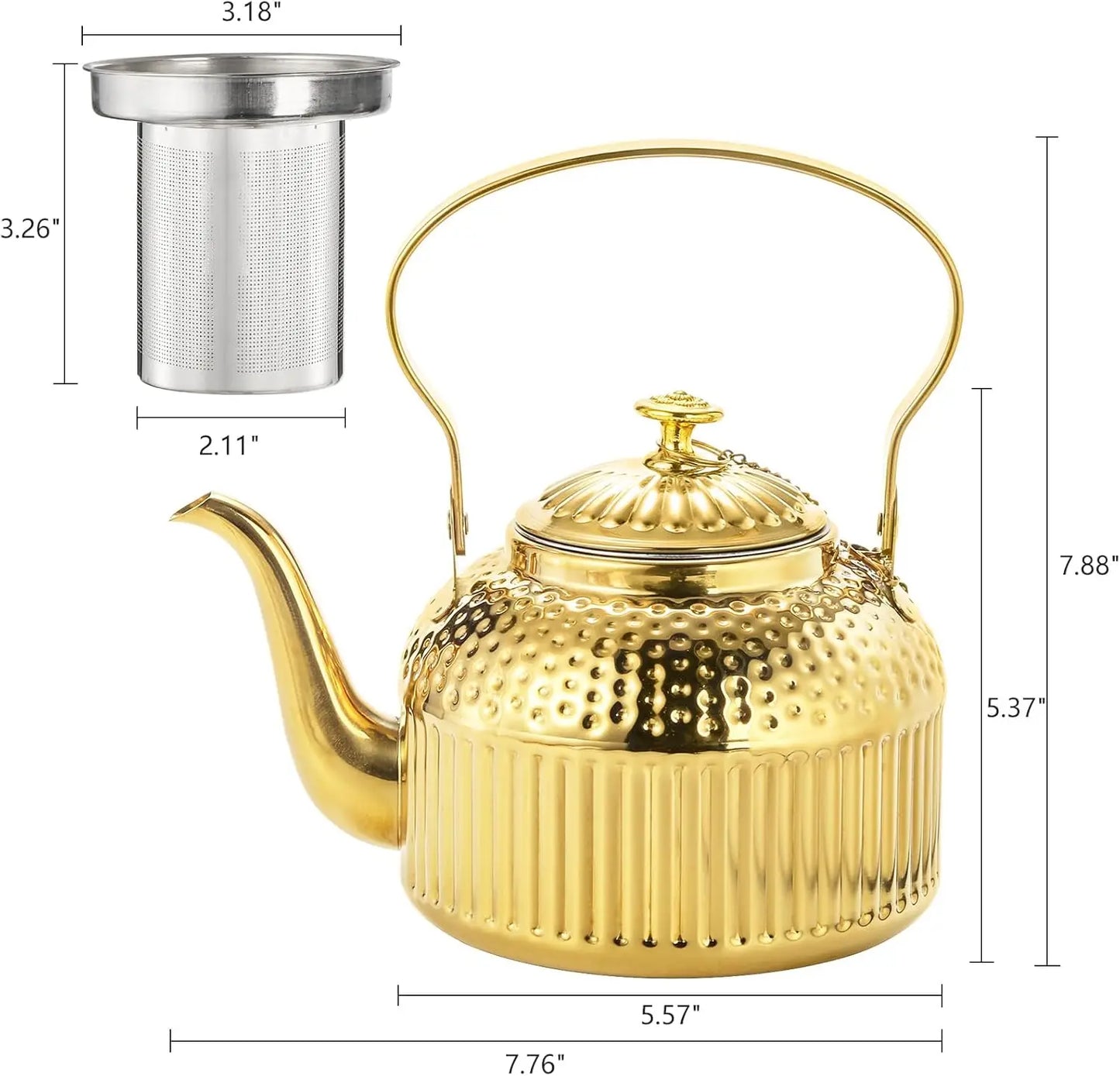 Vintage Stainless Steel Teapot with Infuser, 1.4L(47 FL OZ)