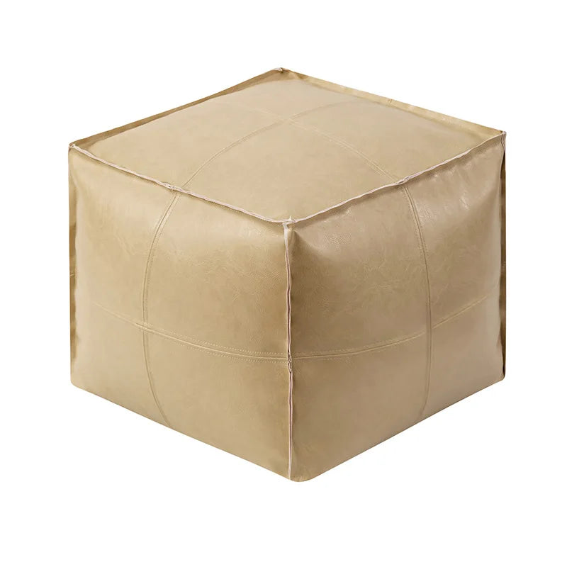Footrest Stool Waterproof Leather Ottoman Large Capacity