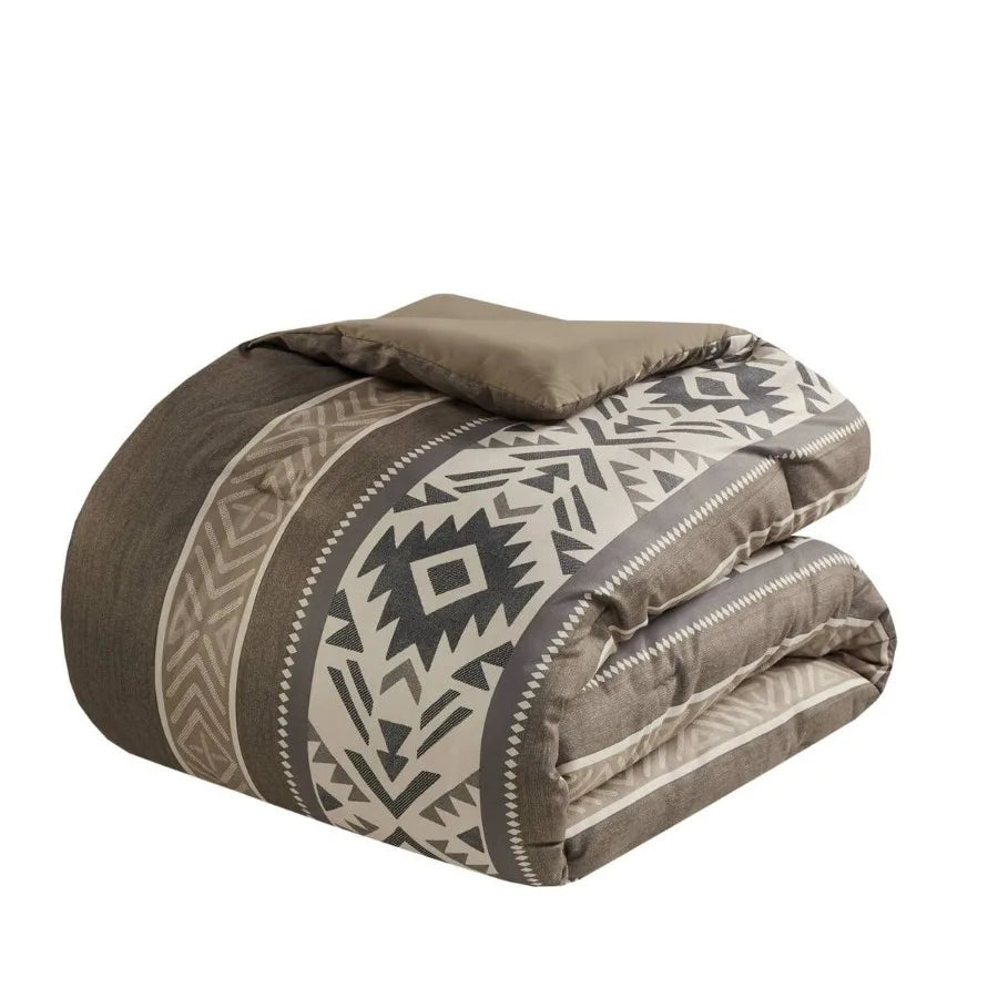 5 Piece Stripe Herringbone Comforter Set with Throw Pillows