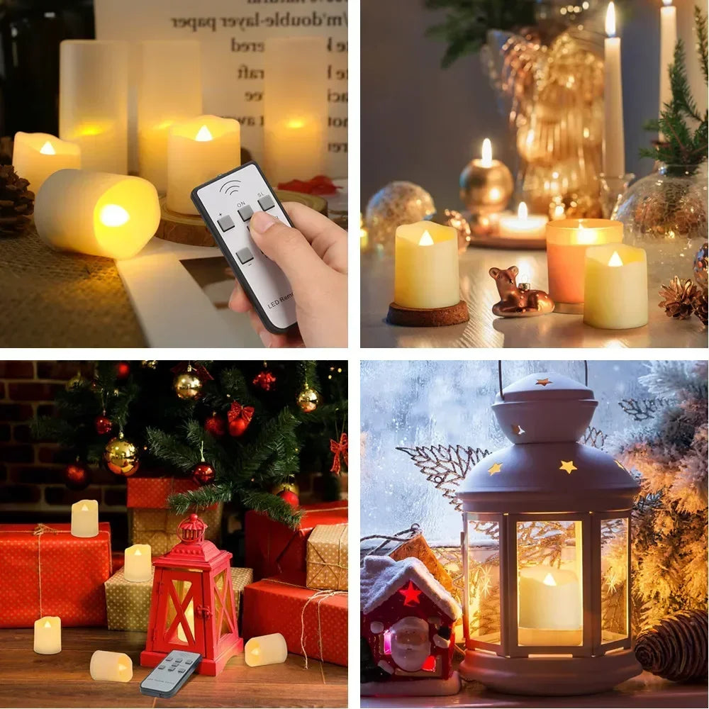 6Pcs/Set Rechargeable LED Candle Timer Remote
