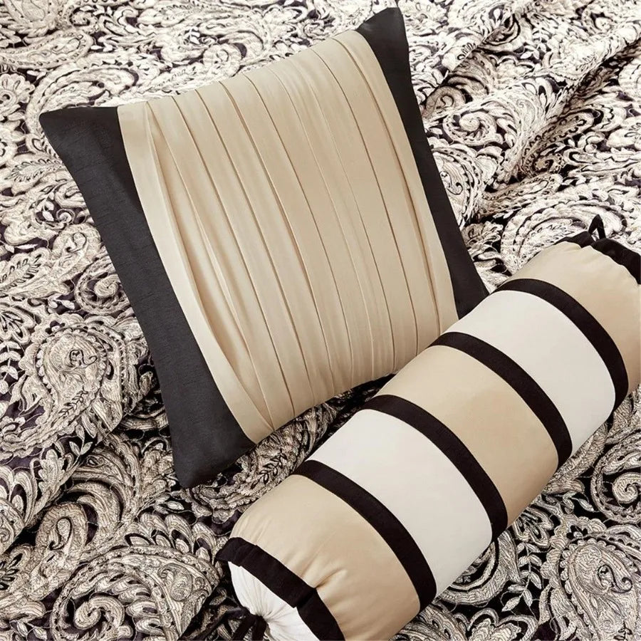6 Piece Jacquard Quilt Set with Throw Pillows