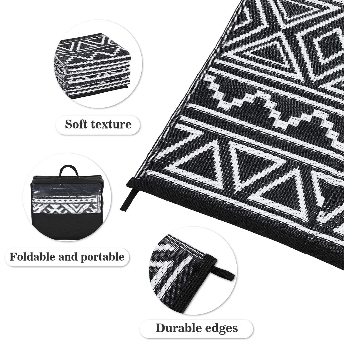 Outdoor Rug Waterproof Reversible Patio Rug Outside