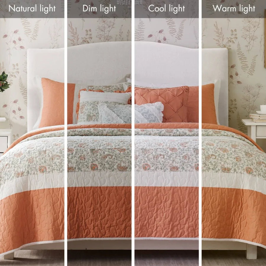 6 Piece Cn Percale Quilt Set with Throw Pillows