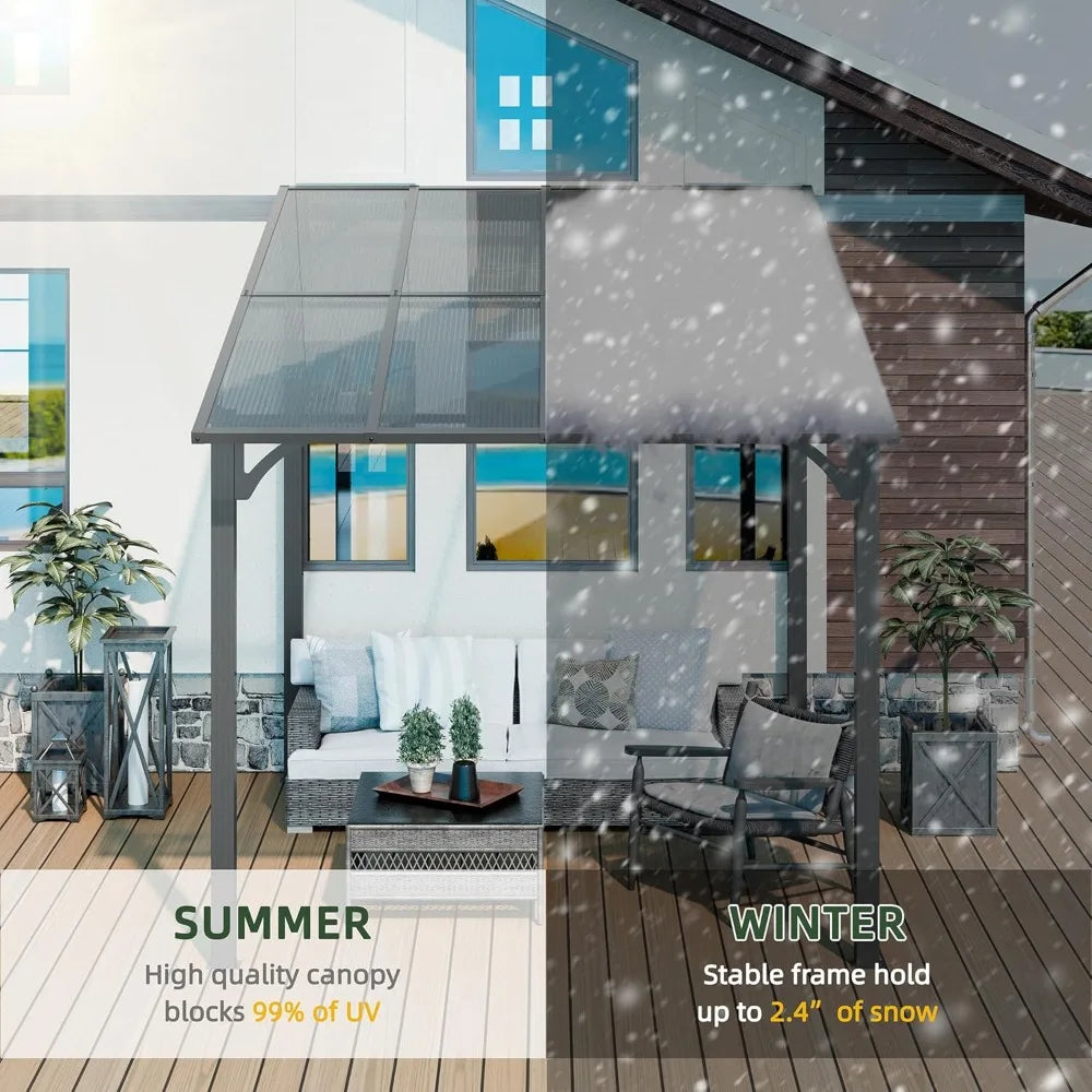 "Large Patio Gazebo with Wall-Mounted Pergola,