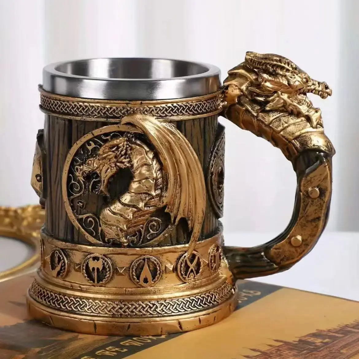Stainless Steel Beer Cup 3D Retro Dragon Head Mug
