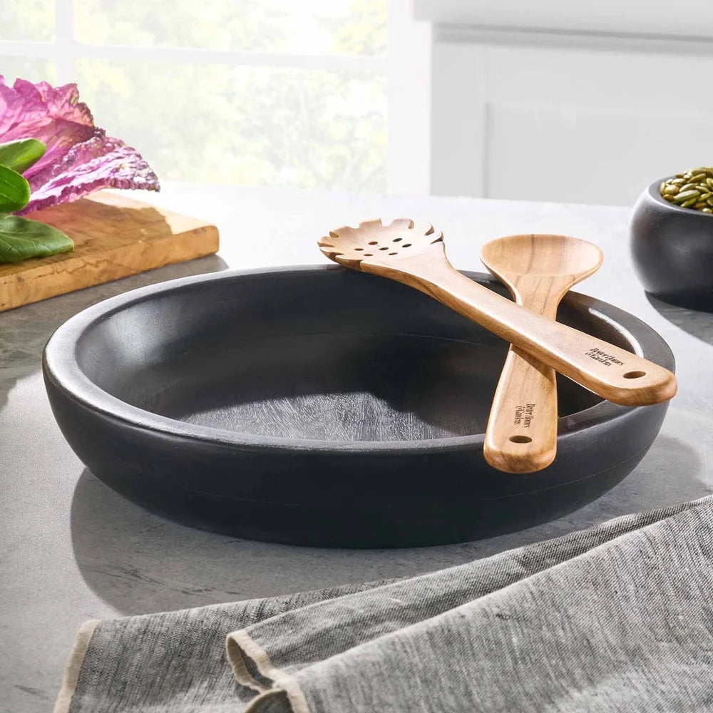 Large Black Wood Serving Bowl Dishwasher Safe