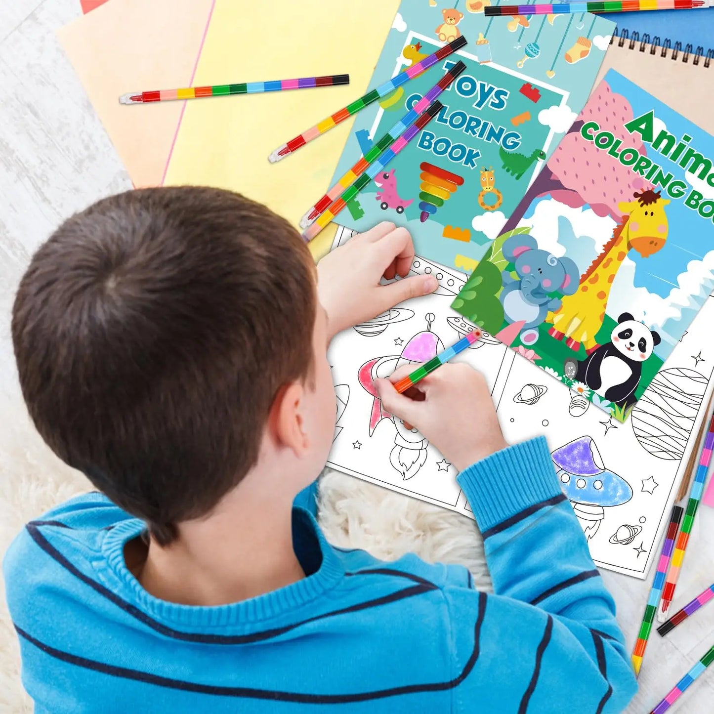 24Pack Small Coloring Books for Kids -24 Stacking Crayons