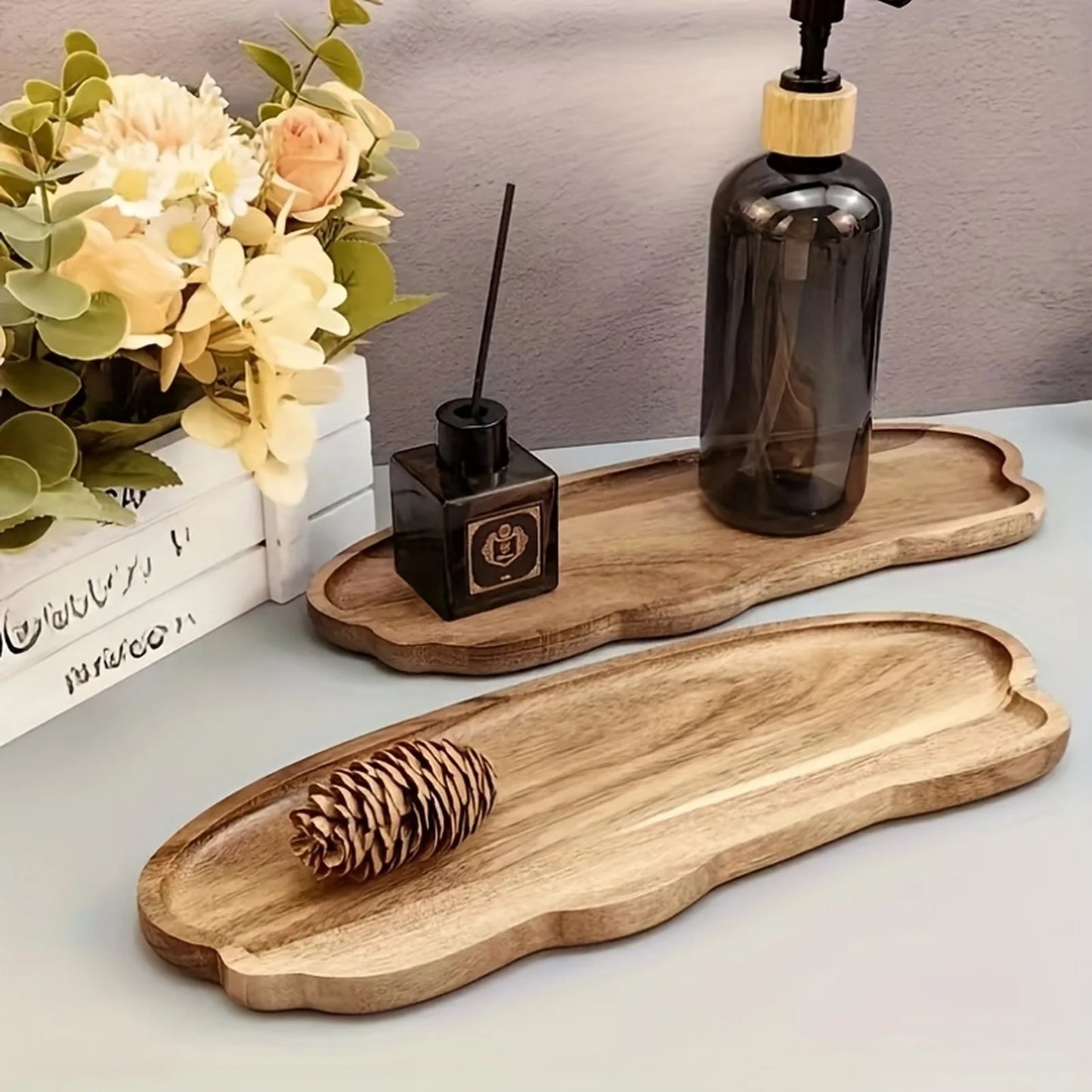 Japanese Style Acacia Wood Tray Rectangle