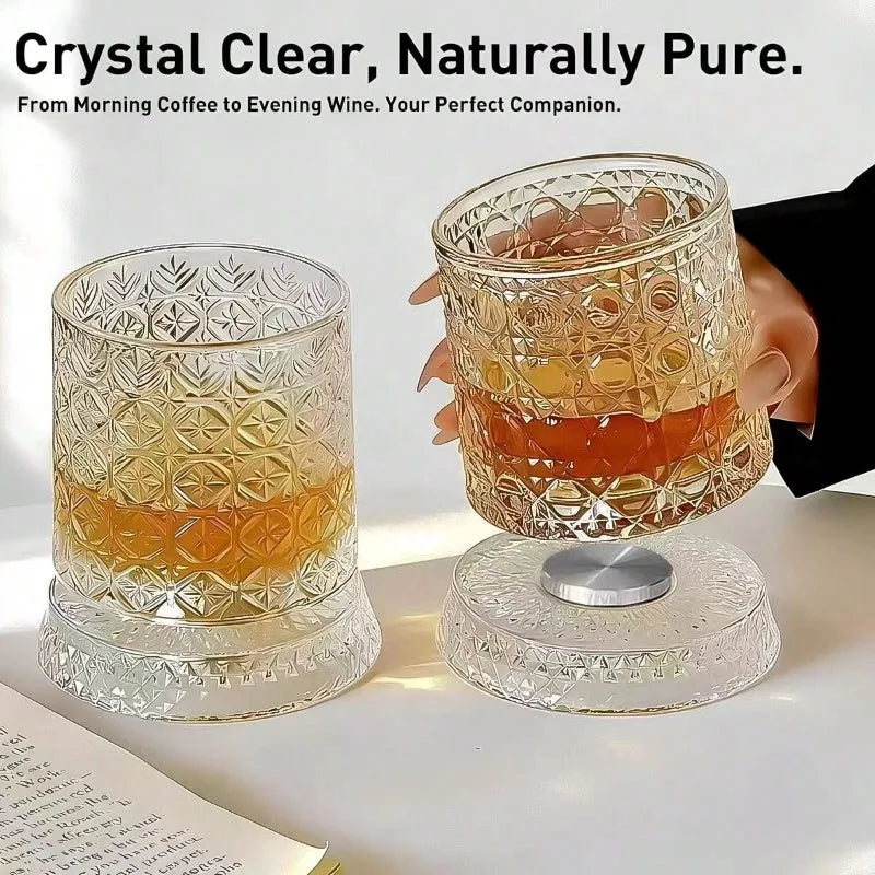 Two Whiskey Glasses, 360-Degree Rotating,